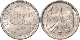 3 Mark, Adler ohne Umschrift, 1924 J. Jaeger&nbsp;312.

f. vz