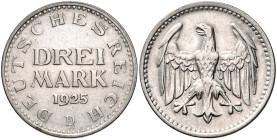 3 Mark, Adler ohne Umschrift, 1925 D. Jaeger&nbsp;312.

ss