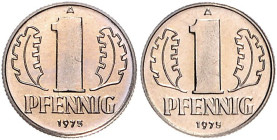 Umlaufmünzen. 
Probe. 1 Pfennig 1957 A, Abschlag in Kupfer-Nickel, beidseits Wertzahl, 17,6 mm, 2,25 g, Riffelrand.

stfr