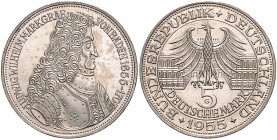 DM-Gedenkmünzen. 
5 DM 1955 G, Markgraf von Baden. Jaeger&nbsp;390.

vz-f. stfr