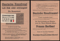 Sonstiges. 
Flugblatt mit Wahlwerbung der Deutschen Demokratischen Partei (DDP) zur Reichstagswahl am 4. Mai 1924, ca. 32 x 23 cm, beidseits bedruckt...
