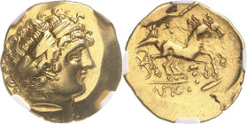 GAULE
Centre de la Celtique / Vallée de la Loire. Statère d’or à la tête d’Hélios et à l’épi ND (IIIe - début du IIe siècle avant J.-C.).
NGC Ch VF ...
