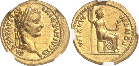 EMPIRE ROMAIN
Tibère (14-37). Aureus ND (14-17), Lyon.
NGC AU 5/5 2/5 brushed (5787369-003).
Av. TI CAESAR DIVI AVG F AVGVSTVS. Buste à droite, la ...