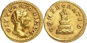 EMPIRE ROMAIN
Antonin le Pieux (138-161). Aureus (frappe sous Marc Aurèle) ND (après 161), Rome.
Av. DIVVS ANTONINVS. Tête nue à droite. 
Rv. CONSE...