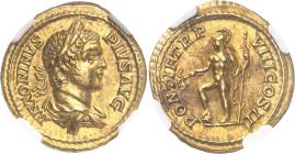 EMPIRE ROMAIN
Caracalla (198-217). Aureus 205, Rome.
NGC AU 5/5 5/5 (5787369-008).
Av. ANTONINVS PIVS AVG. Buste lauré, drapé, à droite. 
Rv. PONT...
