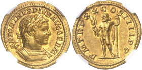 EMPIRE ROMAIN
Caracalla (198-217). Aureus 217, Rome.
NGC Ch XF 5/5 4/5 light marks (5788895-002).
Av. ANTONINVS PIVS AVG GERM. Buste de trois-quart...