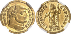 EMPIRE ROMAIN
Galère Maximien, César (293-305). Aureus ND (294-295), Nicomédie.
NGC Ch XF 5/5 3/5 (4938386-041).
Av. MAXIMIANV - S NOB CAES. Tête l...