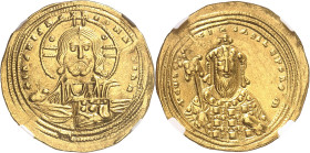 EMPIRE BYZANTIN
Constantin VIII (1025-1028). Histaménon nomisma ND, Constantinople.
NGC Ch AU 5/5 4/5 clipped (5790005-003).
Av. + IhS XIS REX REGN...
