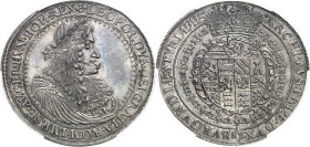 AUTRICHE
Léopold Ier (1657-1705). Double thaler 1678/5 IAN, Graz.
PCGS MS63 (43778698).
Av. * LEOPOLDVS. DEI. GRATIA. ROM. IMP. SE. AV. GER. HVN. B...