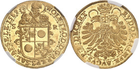 AUTRICHE
Salzbourg (évêché de), Wolf Dietrich de Raitenau (1587-1612). 2 ducats 1589 SR, Salzbourg.
NGC MS 64* (2117153-036).
Av. WOLF: TEOD: D: G:...