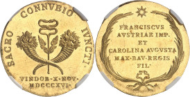 AUTRICHE
François II (1792-1835). Médaille d’Or au module de 3 ducats, mariage de l’Empereur François Ier avec Charlotte Augusta de Bavière, d’aspect...