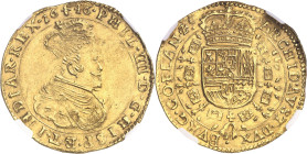 BELGIQUE
Flandres (comté de), Philippe IV (1621-1665). Double souverain 1646, Bruges.
NGC AU 58 (5788890-037).
Av. PHIL. IIII. D. G. HISP. ET. INDI...