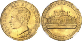 CAMBODGE
Norodom Ier (1860-1904). Médaille d’Or, hommage des Mandarins et du peuple 1902, Paris (Chobillon).
NGC MS 64 (5790008-019).
Av. NORODOM I...