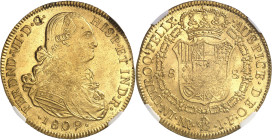 COLOMBIE
Ferdinand VII (1808-1833). 8 escudos 1809 JF, NR, Nuevo Reino (Santa Fé de Bogota).
NGC MS 65 (6062493-004).
Av. FERDND. VII. D. G. HISP. ...