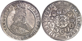 DANEMARK
Frédéric III (1648-1670). Speciedaler 1651 HK, Copenhague.
NGC MS 63+ (5790010-003).
Av. * FRIDERICVS. III. D. G. DAN. NOR. VAN. GOT. REX....
