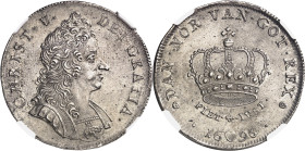 DANEMARK
Christian V (1670-1699). Krone (couronne) ou 4 mark 1696, Copenhague.
NGC MS 64 (6389235-060).
Av. CHRIST. V. - DEI. GRATIA. Buste cuirass...