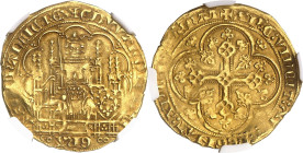 FRANCE / CAPÉTIENS
Édouard III (1337-1360). Écu d’or à la chaise ND.
NGC AU DETAILS RIM FILING (5788891-023).
Av. + EDVVARDVS: DEI - °° GRA °° - AG...