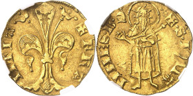 FRANCE / CAPÉTIENS
Jean II le Bon (1350-1364). Florin d’or ND (1360), Montpellier ou Toulouse.
NGC AU 55 (5790006-001).
Av. + S. IOHA - NNES. B (he...