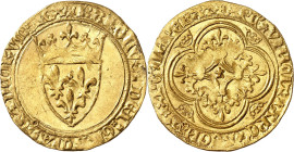 FRANCE / CAPÉTIENS
Charles VI (1380-1422). Écu d’or à la couronne, 5e émission ND (1411-1418), Saint-Quentin.
NGC MS 63+ (6630860-022).
Av. + KAROL...