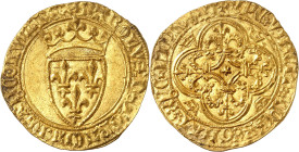 FRANCE / CAPÉTIENS
Charles VI (1380-1422). Écu d’or à la couronne, 5e émission ND (1411-1418), Villeneuve-lès-Avignon.
NGC MS 64 (6630860-021).
Av....