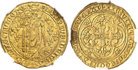 FRANCE / CAPÉTIENS
Charles VII (1422-1461). Royal d’or, 1ère émission ND (1429-1431), Tours.
NGC MS 63 (6389234-026).
Av. KAROLVSx DEI GRA - FRANCO...