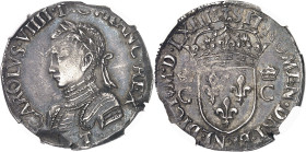FRANCE / CAPÉTIENS
Charles IX (1560-1574). Teston, 2e type 1564, T, Nantes.
NGC AU 55 (5785796-101).
Av. CAROLVS. VIIII. D. G. FRANC. REX. Buste à ...