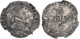 FRANCE / CAPÉTIENS
Henri IV (1589-1610). Quart de franc 1599/8, P, Dijon.
NGC XF DETAILS OBV SCRATCHED (5788889-010).
Av. HENRICVS. IIII. D. G. FRA...