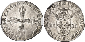 FRANCE / CAPÉTIENS
Henri IV (1589-1610). Quart d’écu, croix fleurdelisée de face 1590, A, Compiègne.
NGC MS 61 (6389235-069).
Av. + HENRICVS. IIII....