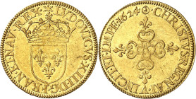 FRANCE / CAPÉTIENS
Louis XIII (1610-1643). Écu d’or au soleil, 1er type, frappe au moulin 1624, A, Paris.
PCGS Genuine Cleaned - AU Detail (45859622...