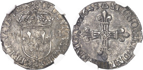 FRANCE / CAPÉTIENS
Louis XIII (1610-1643). Huitième d’écu, 1er type, écu de face 1642, T, Nantes.
NGC AU 53 (5788889-022).
Av. + LVDOVICVS. XIII. D...