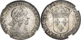 FRANCE / CAPÉTIENS
Louis XIII (1610-1643). Quart d’écu, 3e type 1643, A, Paris (rose).
NGC MS 62 (5790006-075).
Av. LVDOVICVS. XIII. D. G. FR. ET. ...