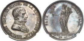 FRANCE
Consulat (1799-1804). Médaille, Paix de Lunéville, 1er type, par Andrieu An IX (1801), Paris.
NGC MS 62 (6389234-021).
Av. BONAPARTE PREMIER...