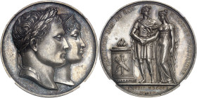 FRANCE
Premier Empire / Napoléon Ier (1804-1814). Médaille, mariage de Napoléon avec Marie Louise d’Autriche, par Andrieu et Jouannin 1810, Paris.
N...