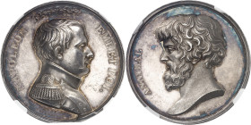 FRANCE
Premier Empire / Napoléon Ier (1804-1814). Médaille, Napoléon se rend à bord du Bellérophon, par Depaulis ND (1815), Paris.
NGC MS 61 (Br.169...