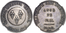 FRANCE
Gouvernement provisoire de 1814 (1er avril au 2 mai 1814). Module de 5 francs, François Ier d’Autriche à Paris 1814, Paris.
NGC MS 63 (579000...