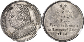 FRANCE
Louis XVIII (1814-1824). Module de 5 francs, visite du Duc de Berry à la Monnaie de Lille 1814, Lille.
NGC MS 62 (5790006-107).
Av. LOUIS XV...
