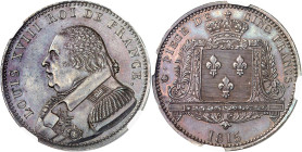 FRANCE
Louis XVIII (1814-1824). Essai de 5 francs, concours de 1815, par Jacques 1815, Paris.
NGC MS 62 BN (5787315-003).
Av. LOUIS XVIII ROI DE FR...