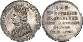 FRANCE
Louis XVIII (1814-1824). Module de 5 francs, visite de la Monnaie de Paris par la duchesse d’Angoulême 1817, Paris.
NGC MS 63 (5788890-032)....