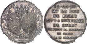 FRANCE
Louis XVIII (1814-1824). Module de 5 francs, visite de la Monnaie de Paris par le duc et la duchesse de Berry 1817, Paris.
NGC UNC DETAILS RE...