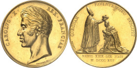 FRANCE
Charles X (1824-1830). Médaille d’Or, le sacre du Roi, moyen module, par Gayrard 1825, Paris.
NGC MS 61 (5788891-019).
Av. CAROLVS. X. - REX...