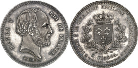 FRANCE
Henri V (1820-1883). 5 francs, frappe spéciale dédiée à la Commission monétaire internationale 1873, Neuchâtel.
PCGS SP64 (39806854).
Av. HE...