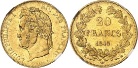 FRANCE
Louis-Philippe Ier (1830-1848). 20 francs tête laurée 1845, A, Paris.
NGC AU 55 (5779568-014).
Av. LOUIS PHILIPPE I ROI DES FRANÇAIS. Tête l...