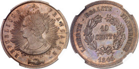 FRANCE
IIe République (1848-1852). Essai de 10 centimes par Pillard, 1er type 1848, Paris.
NGC MS 65 BN (5790006-100).
Av. REPUBLIQUE FRANÇAISE. Bu...