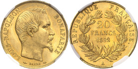 FRANCE
IIe République (1848-1852). 20 francs Louis-Napoléon Bonaparte 1852, A, Paris.
NGC MS 66 (6389234-043).
Av. LOUIS-NAPOLEON BONAPARTE. Tête n...