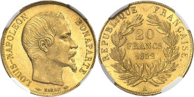 FRANCE
IIe République (1848-1852). 20 francs Louis-Napoléon Bonaparte 1852, A, Paris.
NGC MS 65+ (5787365-098).
Av. LOUIS-NAPOLEON BONAPARTE. Tête ...