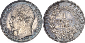 FRANCE
IIe République (1848-1852). 1 franc Louis-Napoléon Bonaparte, Flan bruni (PROOF) 1852, A, Paris.
NGC PF 63 (1522474-001).
Av. (différent) LO...