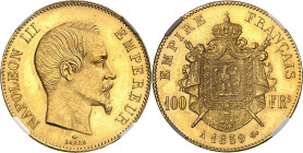 FRANCE
Second Empire / Napoléon III (1852-1870). 100 francs tête nue 1859, A, Paris.
NGC MS 65 (5790008-030).
Av. NAPOLEON III EMPEREUR. Tête nue à...