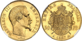 FRANCE
Second Empire / Napoléon III (1852-1870). 50 francs tête nue 1857, A, Paris.
NGC MS 65+ (5774656-002).
Av. NAPOLEON III EMPEREUR. Tête nue à...