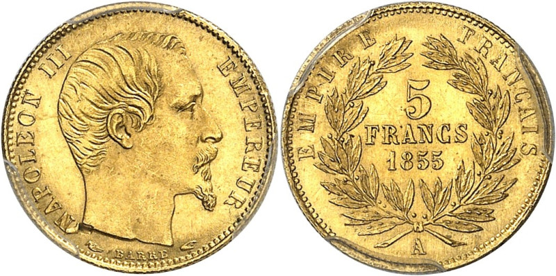 FRANCE
Second Empire / Napoléon III (1852-1870). 5 francs tête nue petit module...