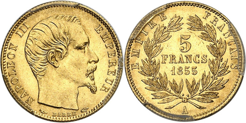FRANCE
Second Empire / Napoléon III (1852-1870). 5 francs tête nue petit module...